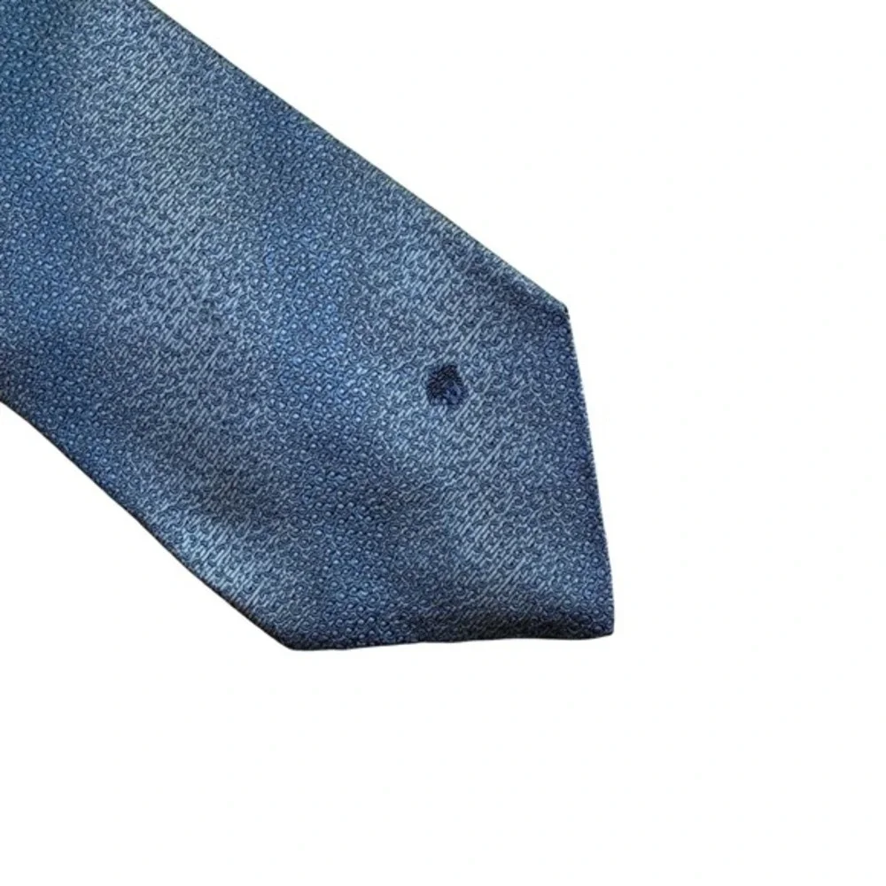 Vintage Versace Light Blue Silk Medusa Logo Textured Jacquard Tie Made in Italy